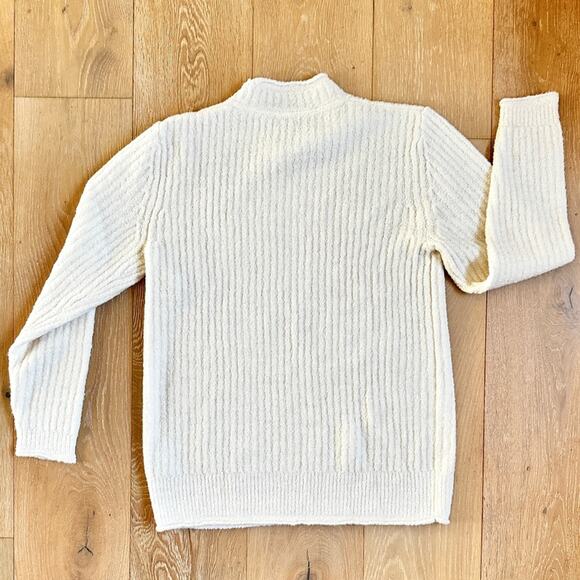 LL Bean womens ribbed mock neck pull over ivory sweater medium regular 35% wool - Picture 8 of 8